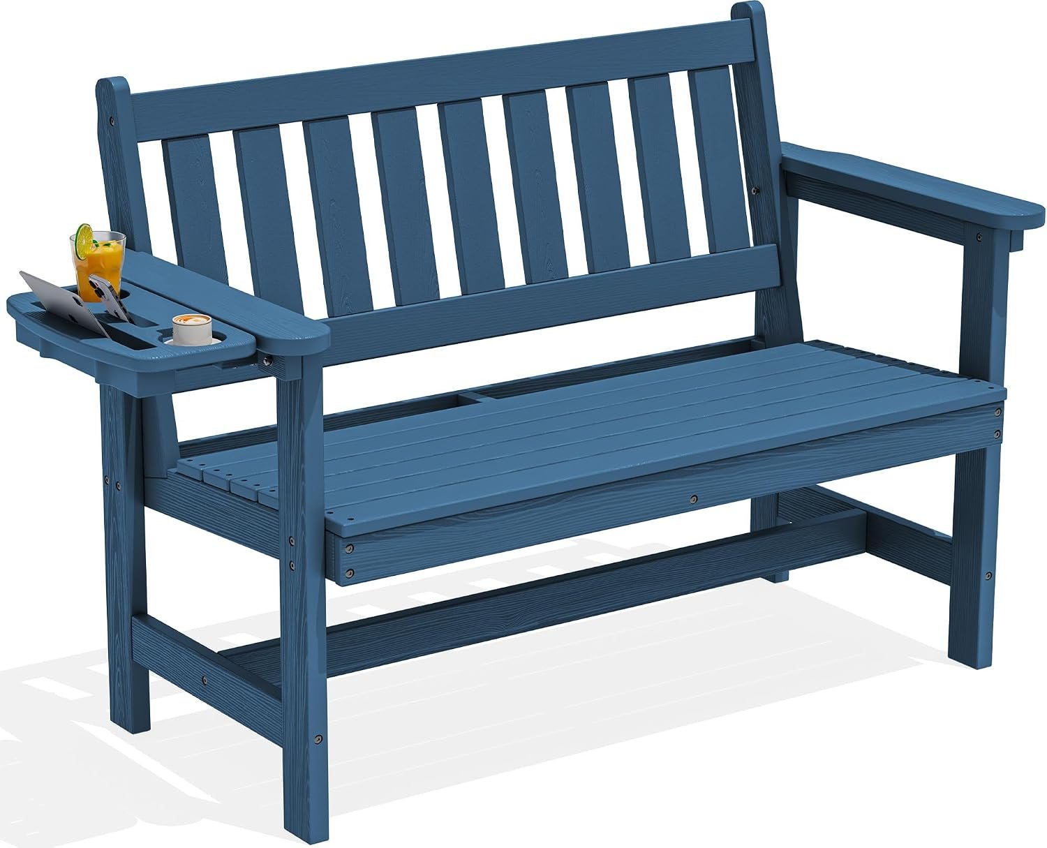 SERWALL HDPE Outdoor Bench, Weatherproof Porch Bench, 1 Pack, Navy | 660 lbs Weight Capacity, Suitable for 2 Person, HDPE Material for Outdoor Garden Park Use