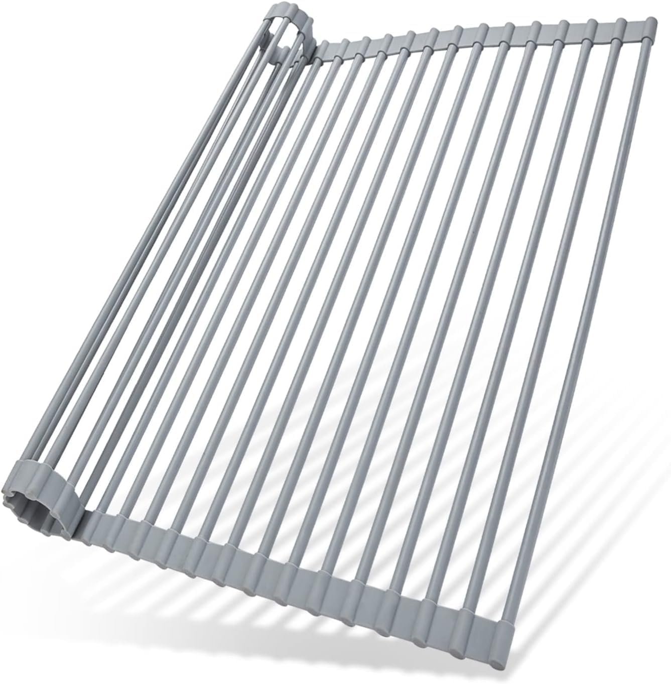Ohuhu Over Sink Dish Drying Rack Silicone Wrapped 17.6″ W x 15.4″ L Large Over the Sink Roll Up Dish Drainer – Foldable Sink Drying Rack Rolling Drain Mats Anti-Slip Multipurpose for Kitchen Counter