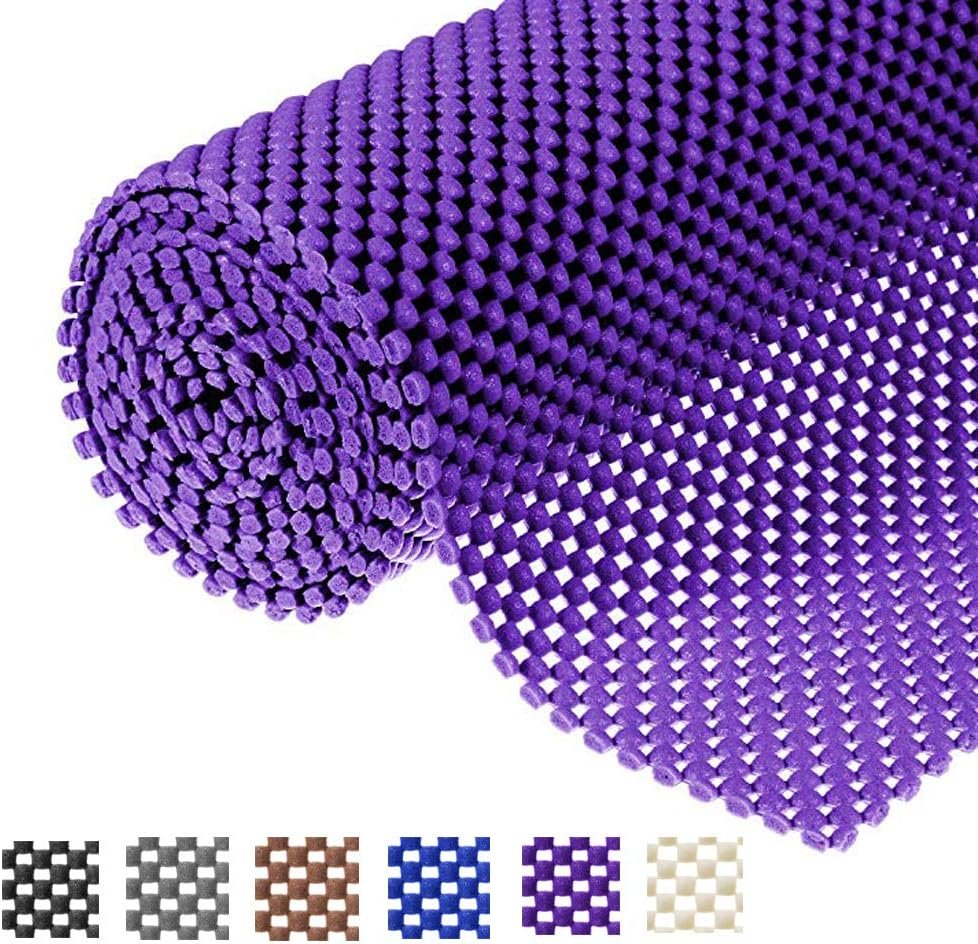 Shelf Liner Drawer Liner Non-Slip Mat Shelves Liners 12″ X6.5’ Grid Pattern PVC Non-Adhesive Grip Liner Anti-Slip Mat for Kitchen Cabinets Wire Shelving Pantry Dresser Refrigerator (Purple)
