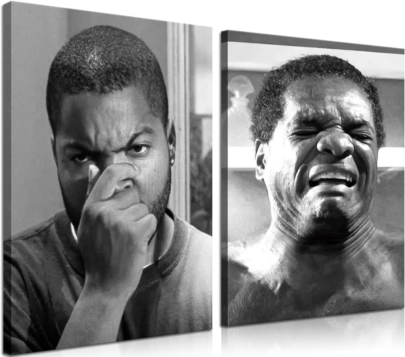 Framed Funny Bathroom Canvas Wall Art Set of 2 – Black and White Vintage Comedy Movies Posters, Funny Toilet Humour Smell Wall Decor Prints for Bathroom Decor 12x16in