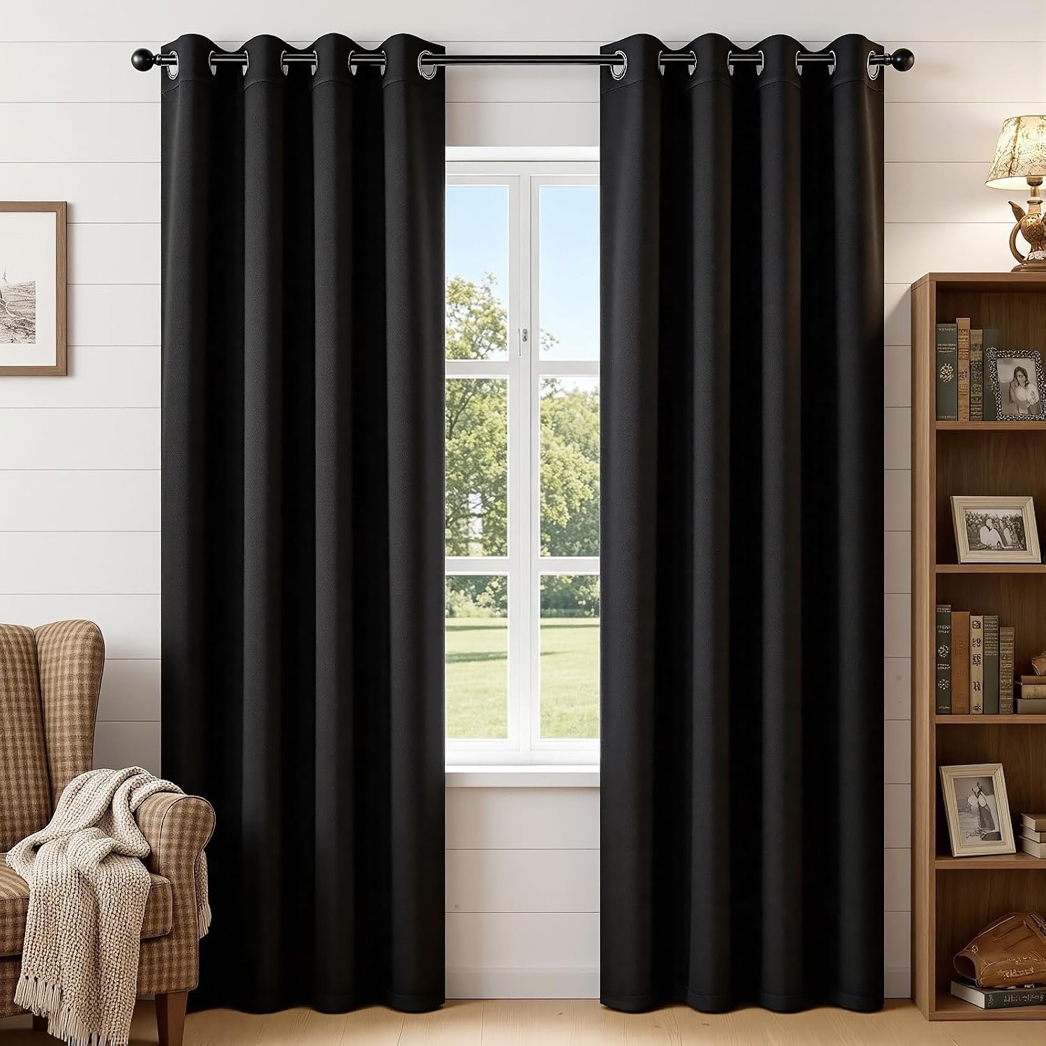 Joydeco Blackout Curtains for Bedroom 84 Inch – Black Out Curtains with Grommets Thermal Insulated Room Darkening Light Blocking, Noise Reducing & Wrinkle-Free Drapes for Living Room Windows, 2 Panels