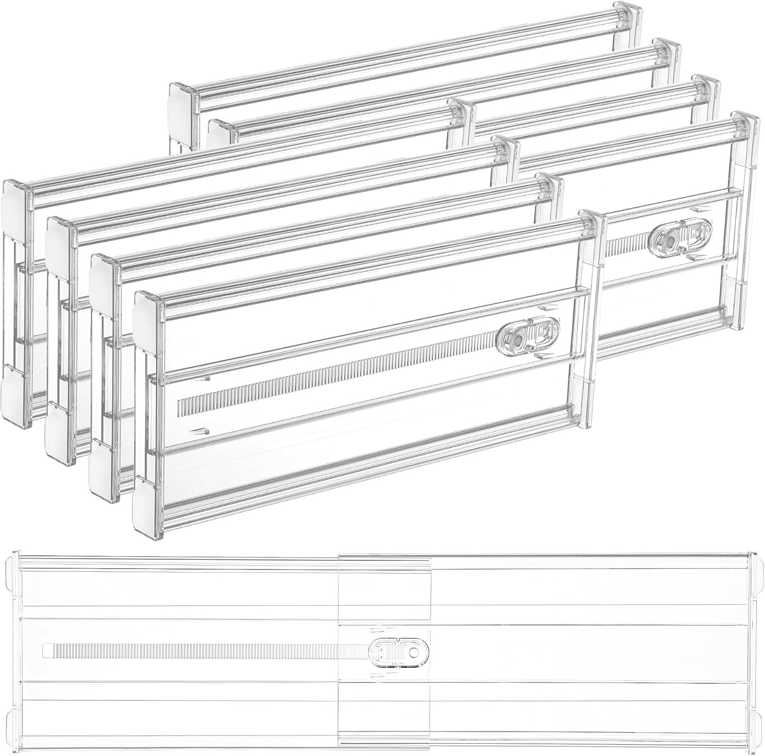 Vtopmart 6″ Tall Upgrade Drawer Dividers, 12.8″-22.3″ Expandable, 8 Pack | Deep Drawer Organizer, Big Drawer Separator, Clear plastic Adjustable Storage Divider for Dresser, Baby Supplies, Kitchenware