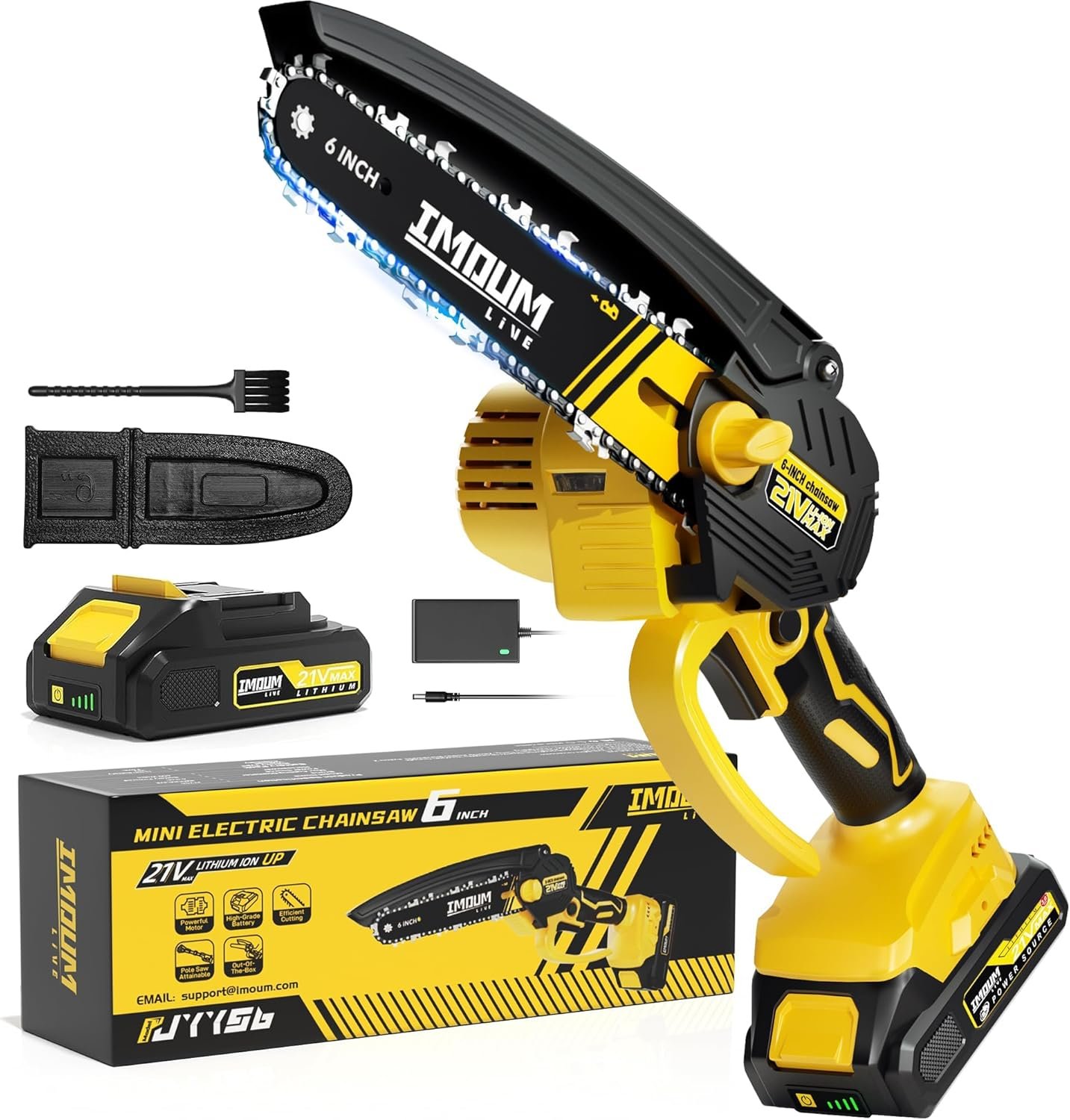 6-Inch Mini Chainsaw Cordless, 21V 2.0Ah Battery Powered Electric Pruning Saw, One-Hand Chain Saw for Tree Trimming, Lightweight, Small and Easy Control for Seniors, Women, Beginners & Yard Work