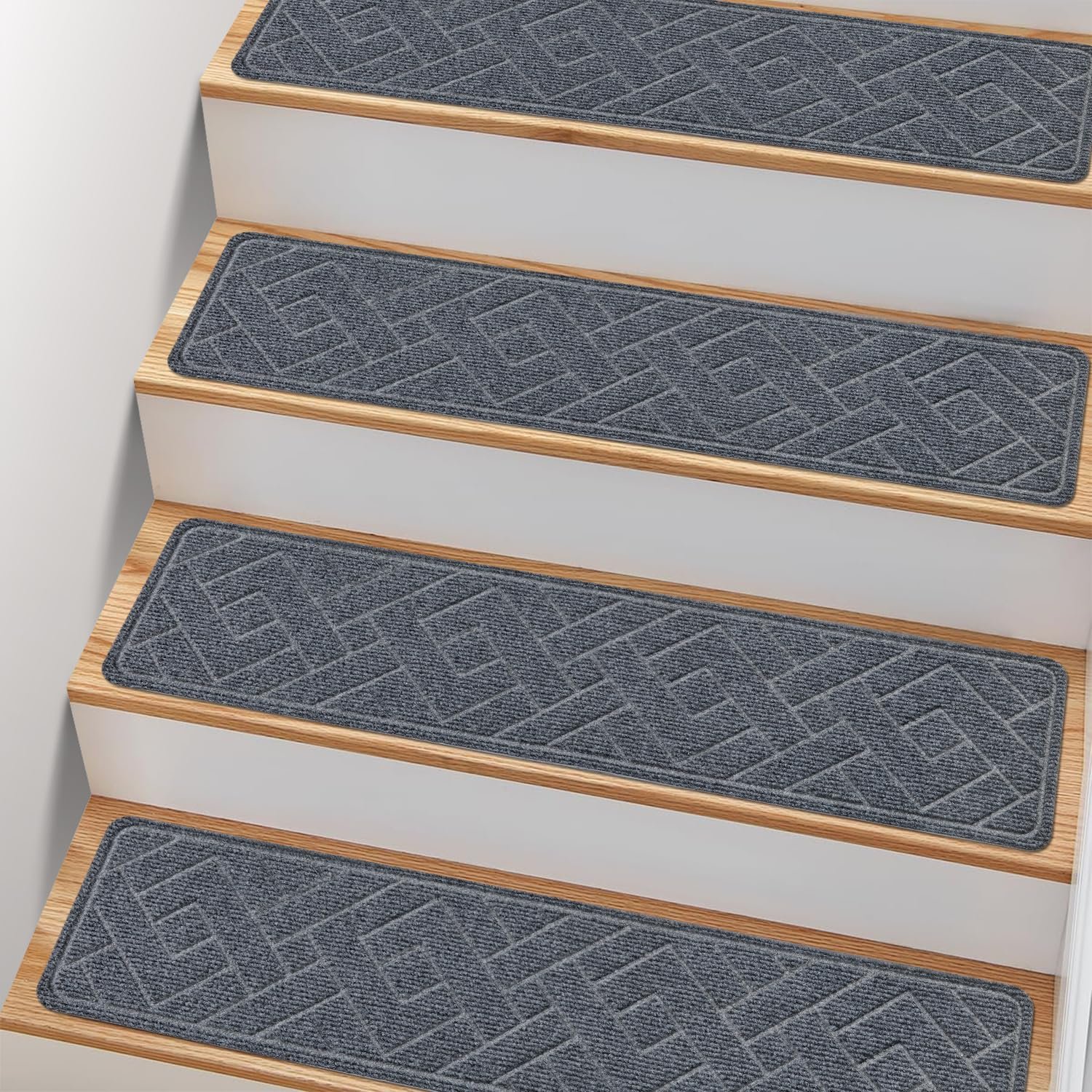 Non Slip Stair Treads for Wooden Steps,15 Pack 8″ X 30″ Stairs Carpet Treads Indoor with Reusable Peel and Stick Adhesive for Kids Elders and Pets