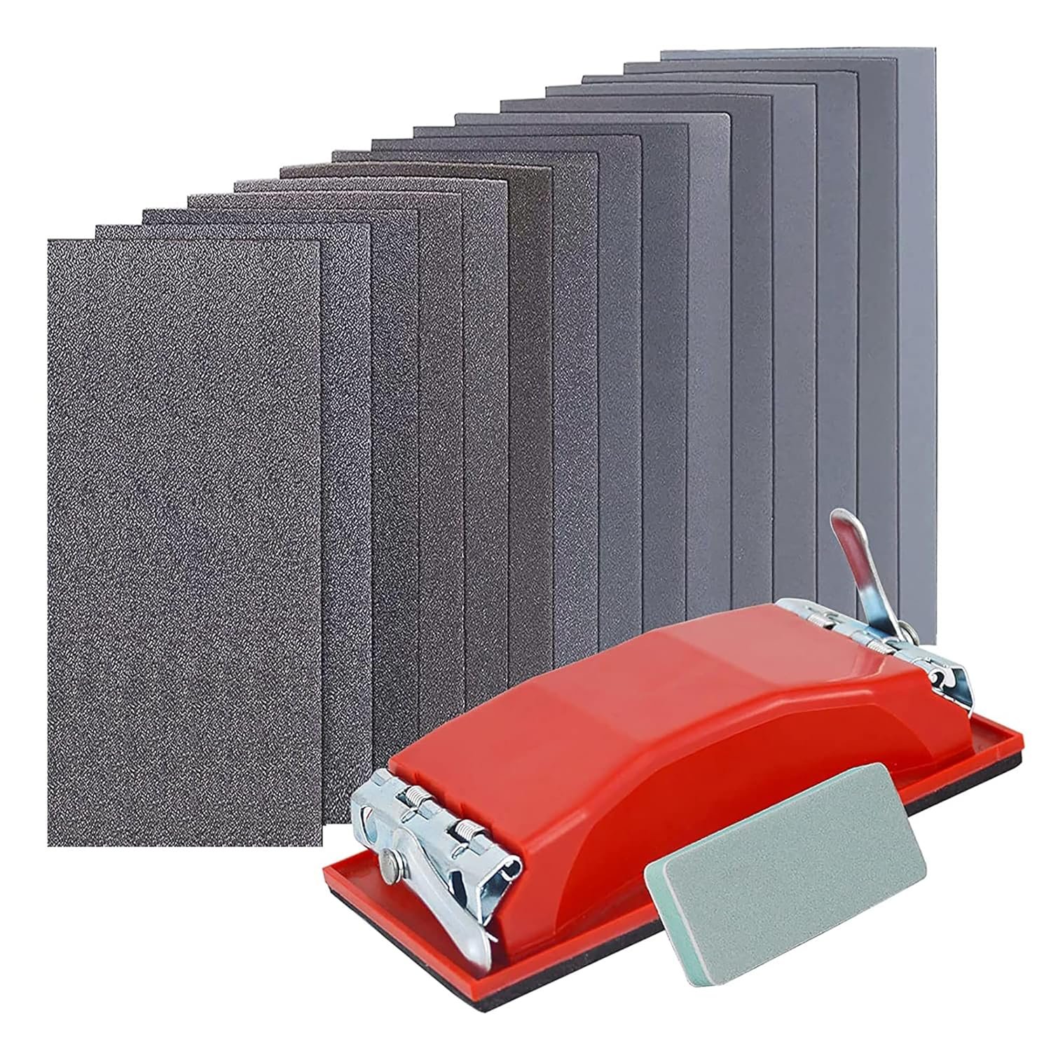 Wet & Dry Sandpaper Set, 42 Sheets of 120 to 3000 grit Sand Paper | Comes with Sanding Block Sander,for Wood Furniture Finishing Metal Automotive Sanding Polishing
