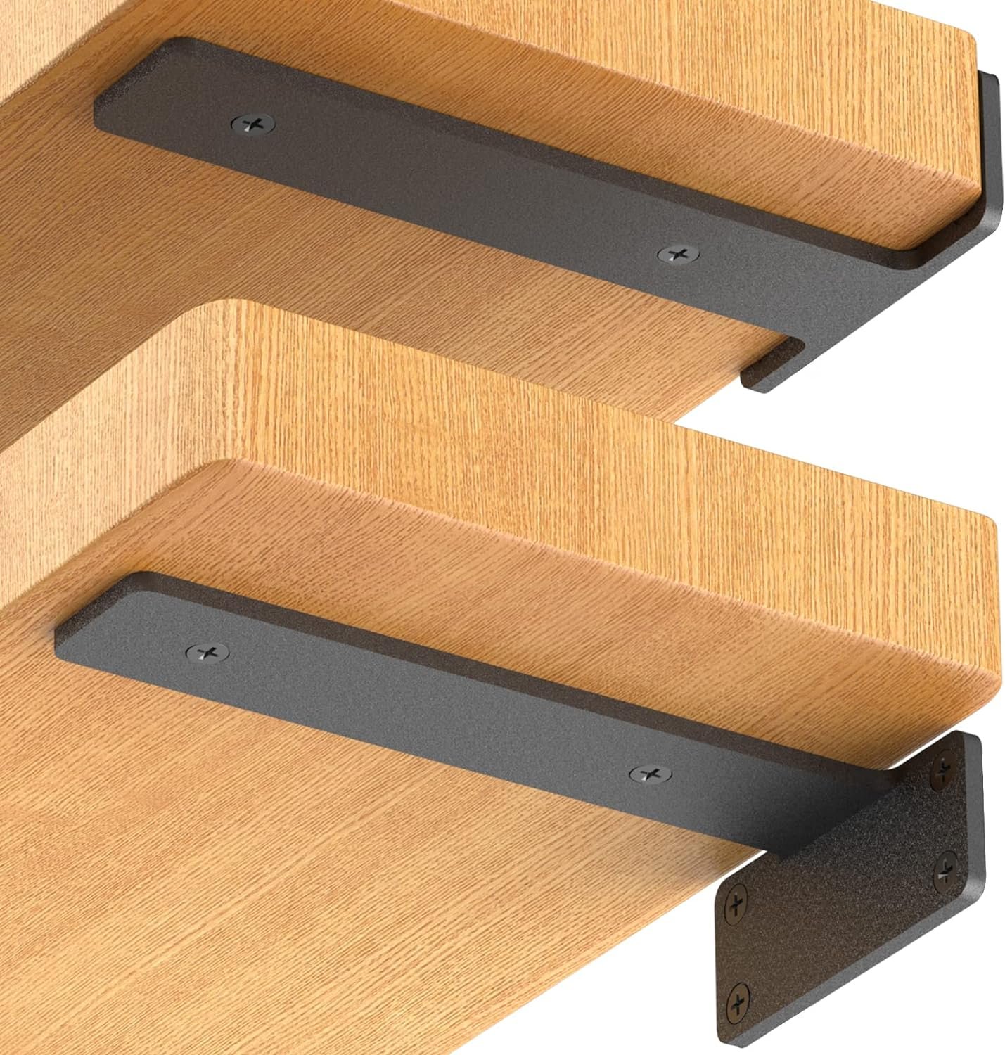 6 Pack Floating Shelf Brackets,6 Inch Heavy Duty Metal Brackets | 1/5 Inch Thicked Black Metal Shelf Brackets for Shelves