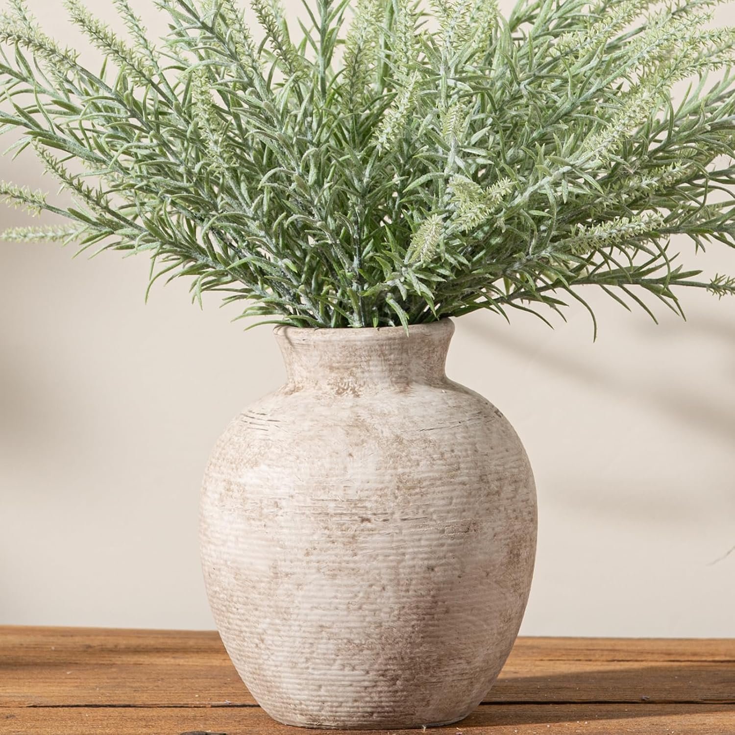 Vanselia Ceramic Flower Vase Home Decor – Farmhouse Table Vases Rustic Vintage Living Room Kitchen Bedroom Decorations for House Book Shelf Office Coffee Desk Dining Fireplace (7.4″ Retro)