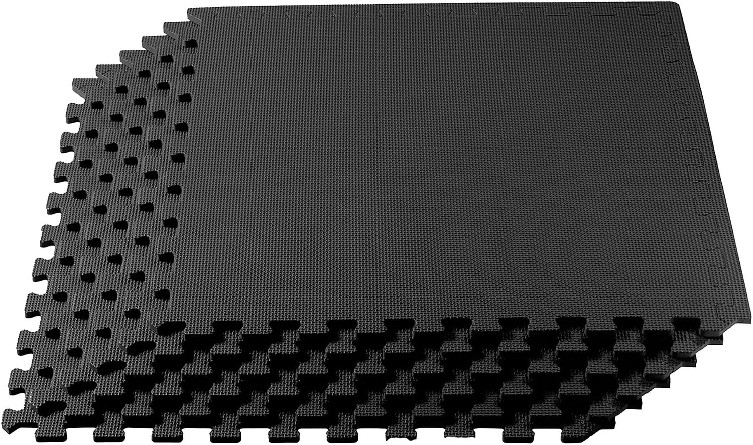 We Sell Mats 1/2 Inch Thickness Multipurpose EVA Foam Floor Tiles, Interlocking Floor Mat for Indoor Gym and Home Use, 24 in x 24 in, Black, 100 Square Feet (25 Tiles)