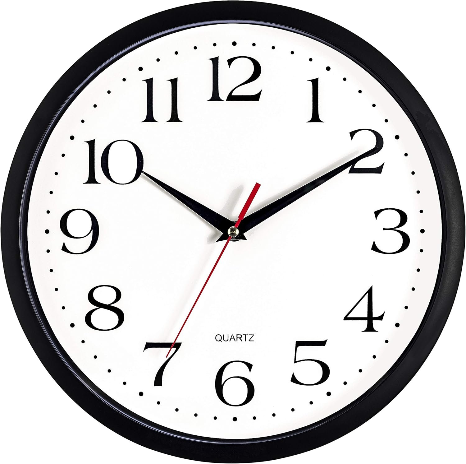 Bernhard Products Black Wall Clock Silent Non Ticking 12 Inch Quality Quartz Battery Operated Round Easy to Read Home/Office/Kitchen/Classroom/School Clocks