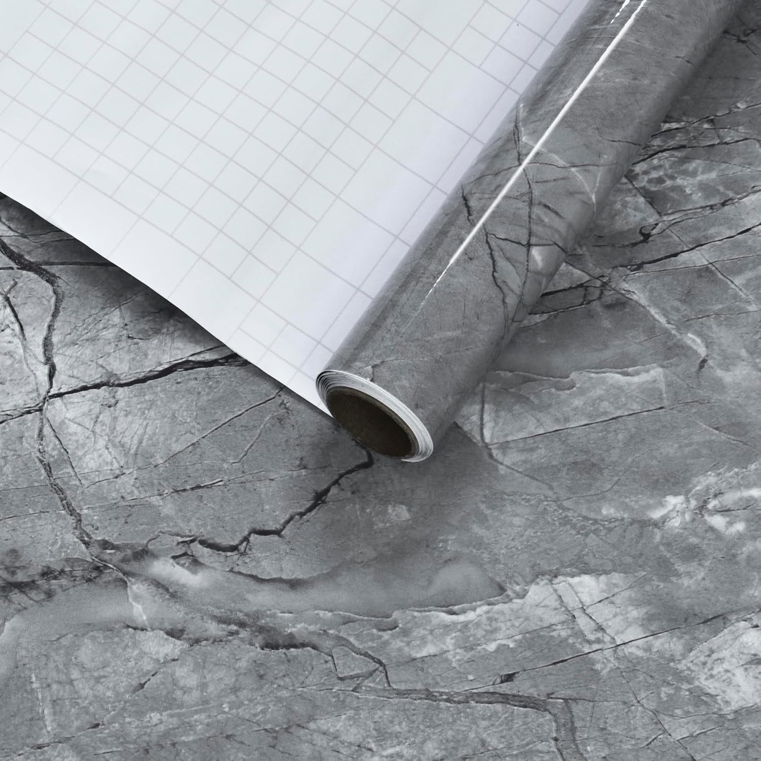 Gray Marble Contact Paper for Countertop Waterproof Marble Peel and Stick Wallpaper Removable Self-Adhesive Vinyl Film Counter Top Wrap for Bathroom Kitchen Cabinet Table Covers 16×118 inch