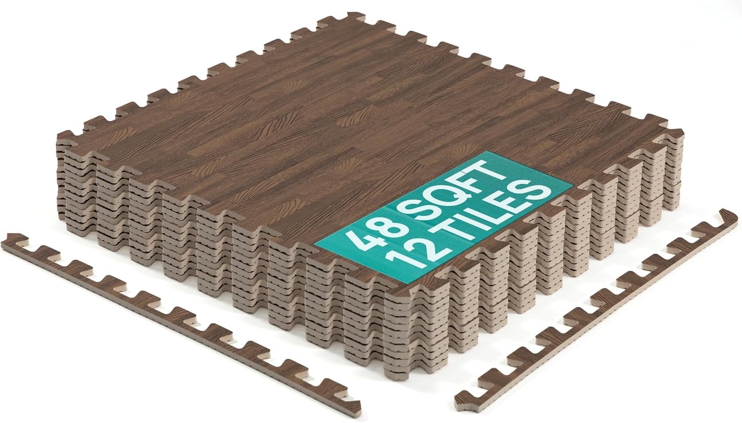 Yes4All EVA Interlocking Mats, Puzzle Floor Tiles, Foam Floor Padding with Border for Furniture, Home Space, Living Room, Garage