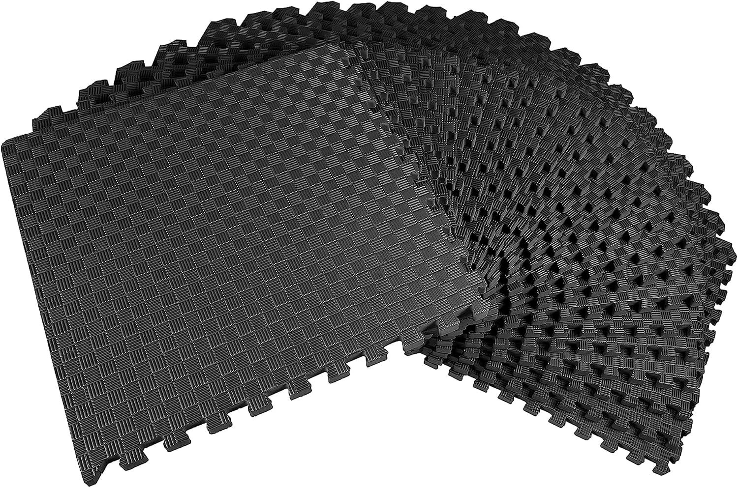BalanceFrom Puzzle Exercise Mat 1-inch Thick, EVA Interlocking Foam Floor | Tiles for Home Gym, Mat for Home Workout Equipment, Floor Padding for Kids, Black, 24 in x 24 in x 1 in, 72 Sq Ft – 18 Tiles
