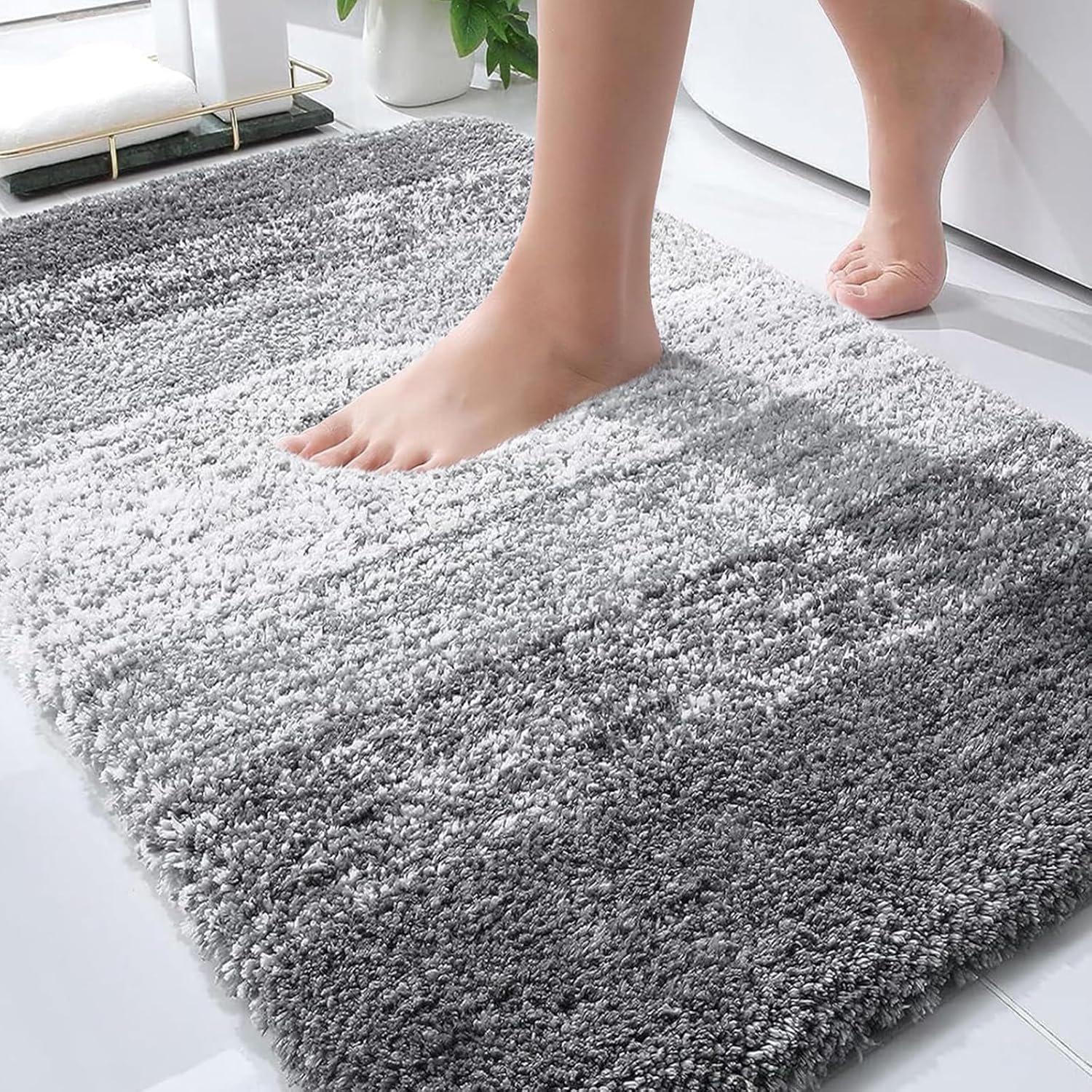 OLANLY Bathroom Rugs Mat 30×20, Extra Soft Absorbent Microfiber Bath Rugs | Grey, Non-Slip Quick-Drying Rubber Backing, Machine Washable Plush Bath Mat for Floor, Tub and Shower, Home Decor Accessories