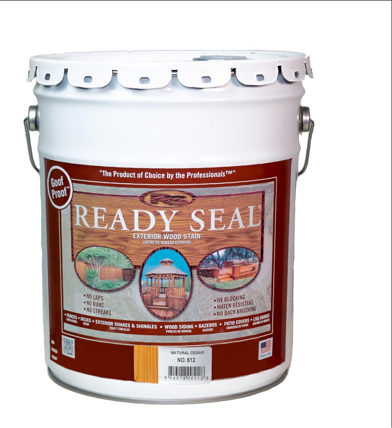 Ready Seal Exterior Wood Stain & Sealer, Natural Cedar, 5 Gallon | 5 Gallon semi-transparent “Goof Proof” oil-based stain & sealer for decks, fences, siding & pergolas; no primer, no streaks.