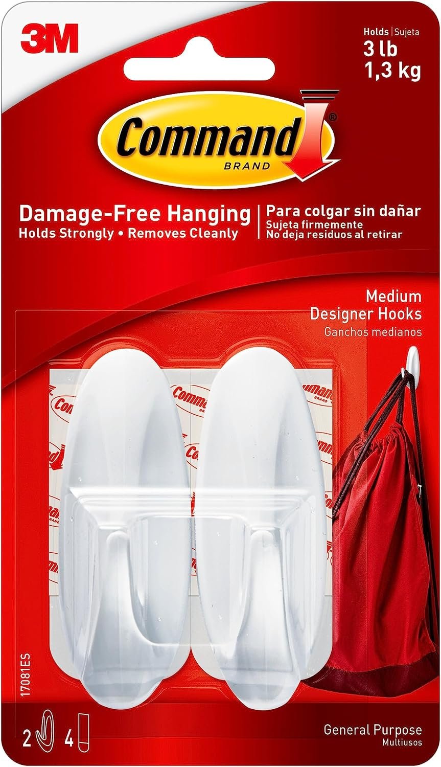 Command Medium Designer Hooks, 2 Hooks, 4 Strips