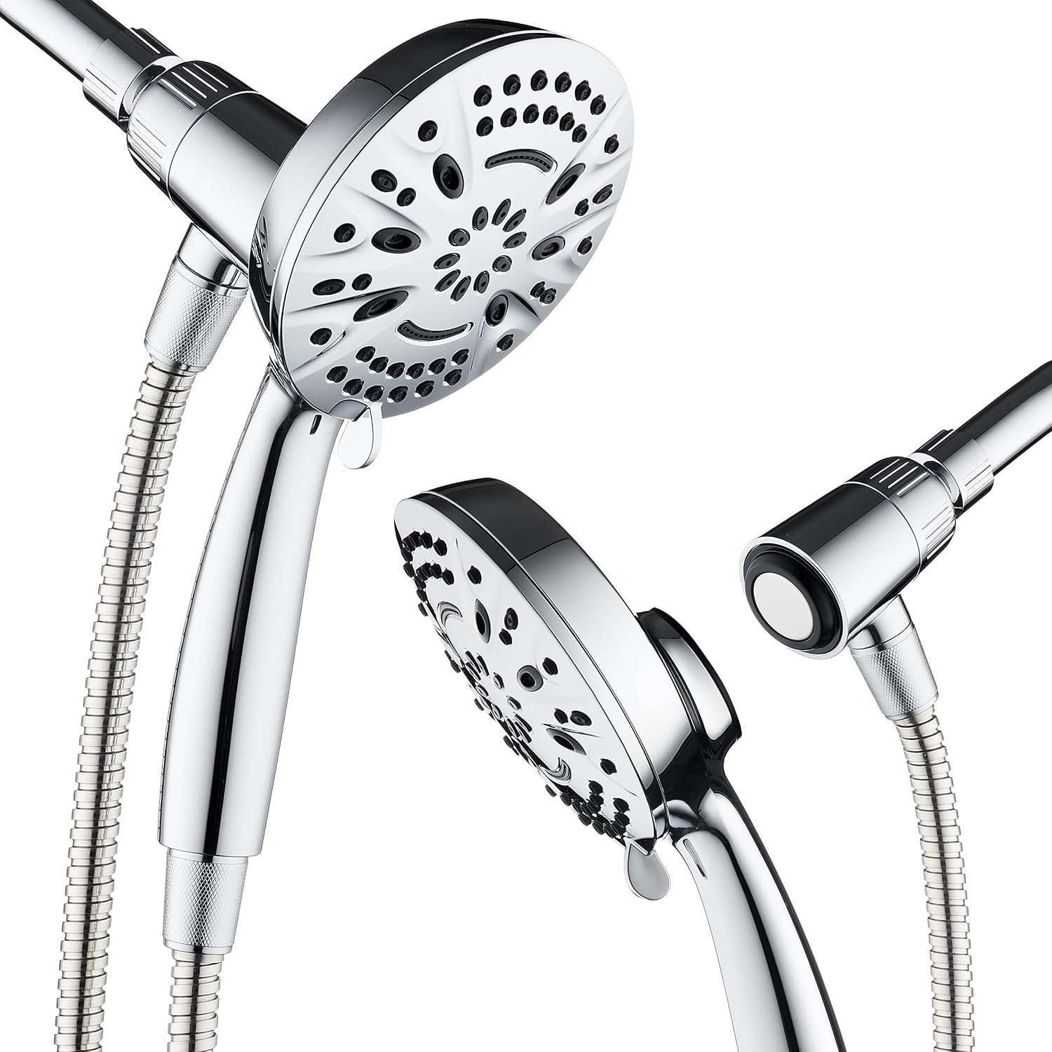AquaDance New Magnetic Docking 8-setting High Pressure Handheld Shower Head | Space-age Magnetic Guidance Bracket System, Giant 5-inch Face, Extra-long 72-inch Stainless Steel Hose – All Chrome Finish