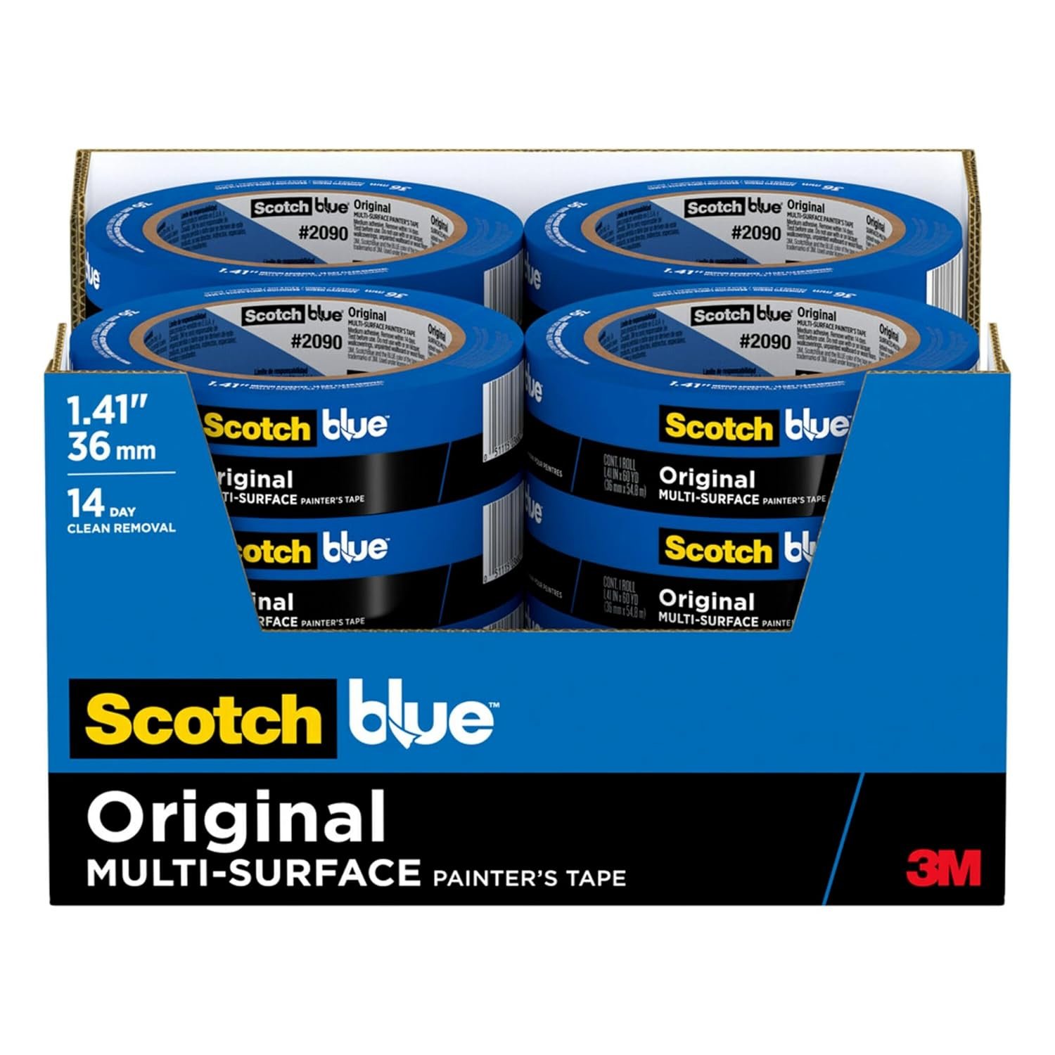 ScotchBlue Original Multi-Surface Painters Tape, 1.5 Inch Wide (1.41 In. x 60 Yds) 16 Rolls, Blue Paint Tape Protects Surfaces and Removes Easily, Masking Tapes for Indoor and Outdoor Use (2090-36EC) | 1.41 in x 60 yd, Blue Paint Tape, Protects Surfaces, Removes Easily, Multi-Surface Painting Tape for Indoor and Outdoor Use