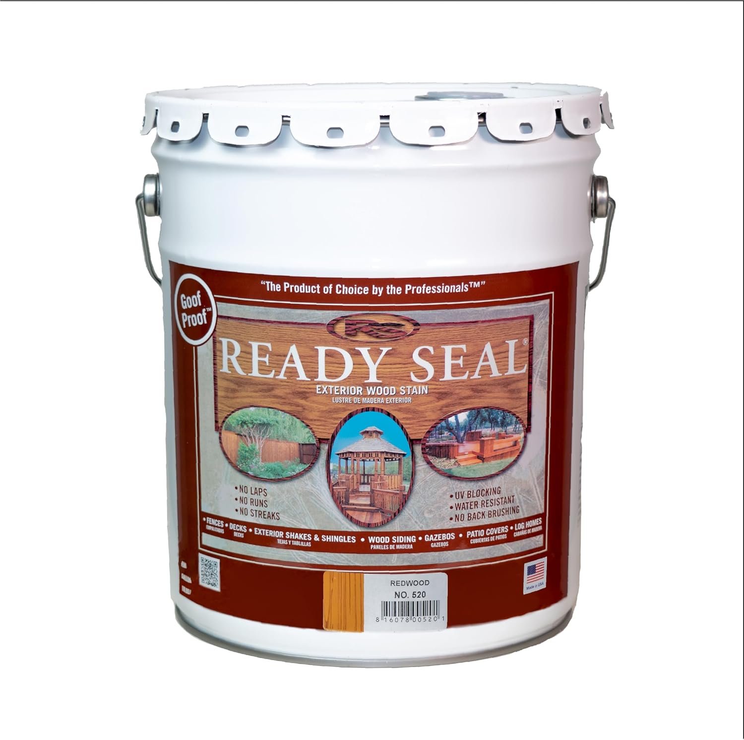 Ready Seal Exterior Wood Stain & Sealer, Redwood, 5 Gallon | 5 Gallon semi-transparent “Goof Proof” oil-based stain & sealer for decks, fences, siding & pergolas; no primer, no streaks.