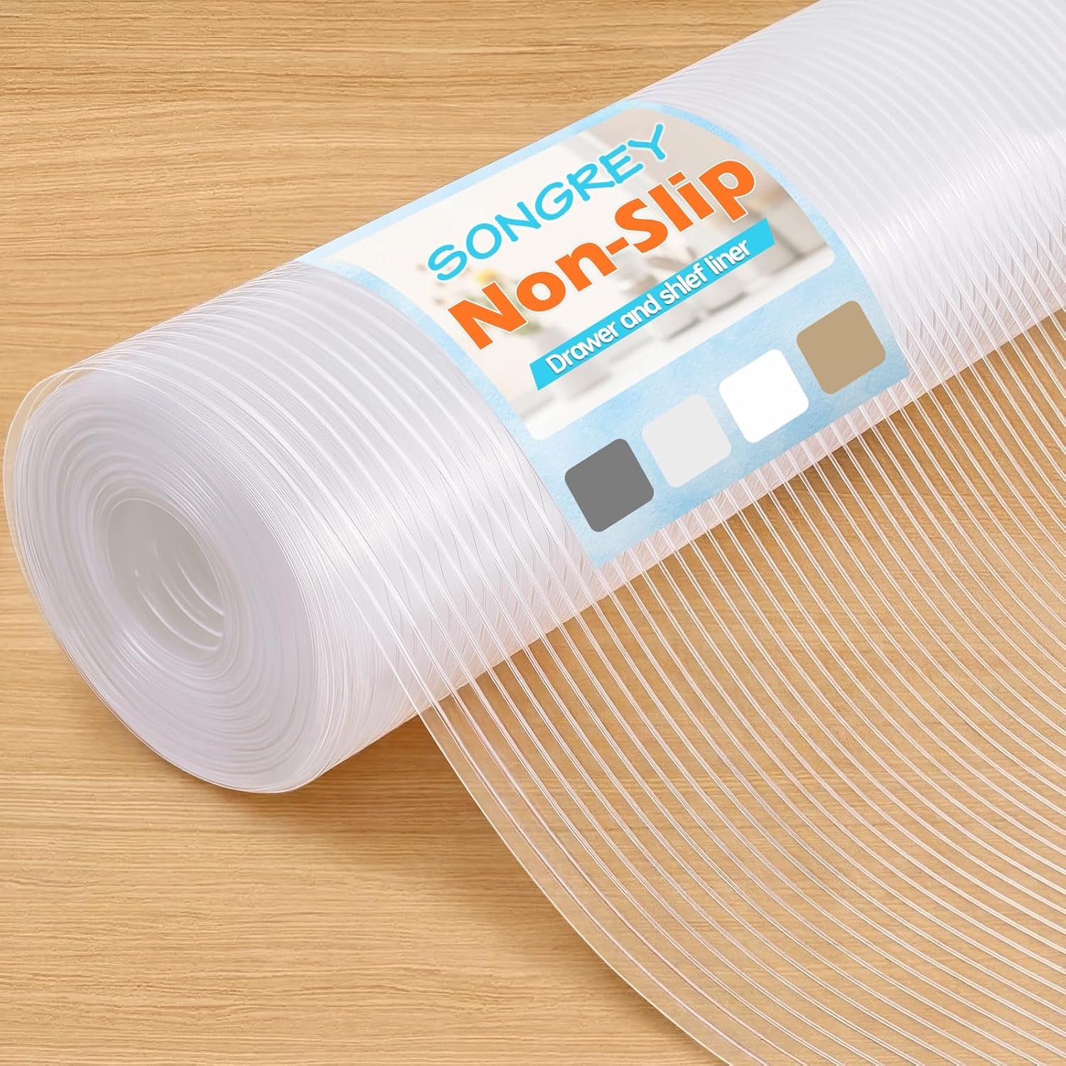 Songrey Waterproof Shelf Cabinet and Drawer Liner, 12IN x 20FT, Clear | Non-Adhesive, Non-Slip, Oil-Proof EVA Material, for Kitchen Shleves, Refrigerator, Easy to Cut, Washable