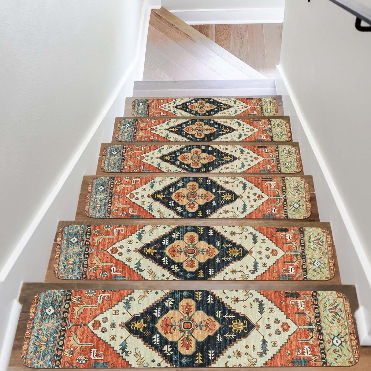 Non-Slip Carpet Stair Treads for Wooden Steps 15PC 30″X8″ Stair Runner | Indoor Stair Runners for Wood Steps Non Slip Rubber Stair Carpet Safety Mats for Dogs, Kids & Elders, Stairway Grip Covers