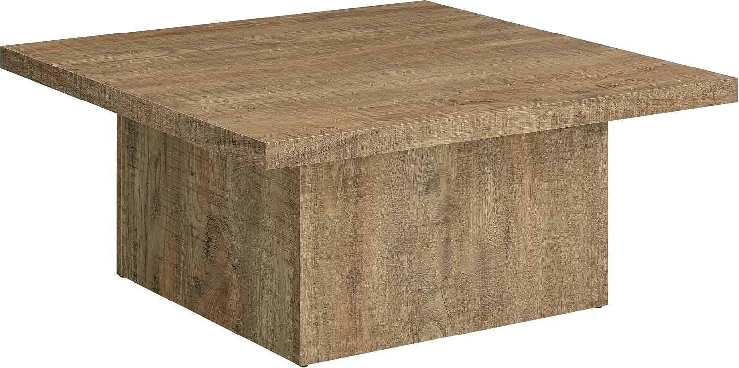 Coaster Home Furnishings Zetta Square Cocktail Living Room Coffee Table Engineered Eco-Friendly Wood Look Laminate Veneer Rustic Farmhouse Mango Brown 708068 | Rustic Wood-Look Laminate, Modern Living Room Centerpiece Furniture