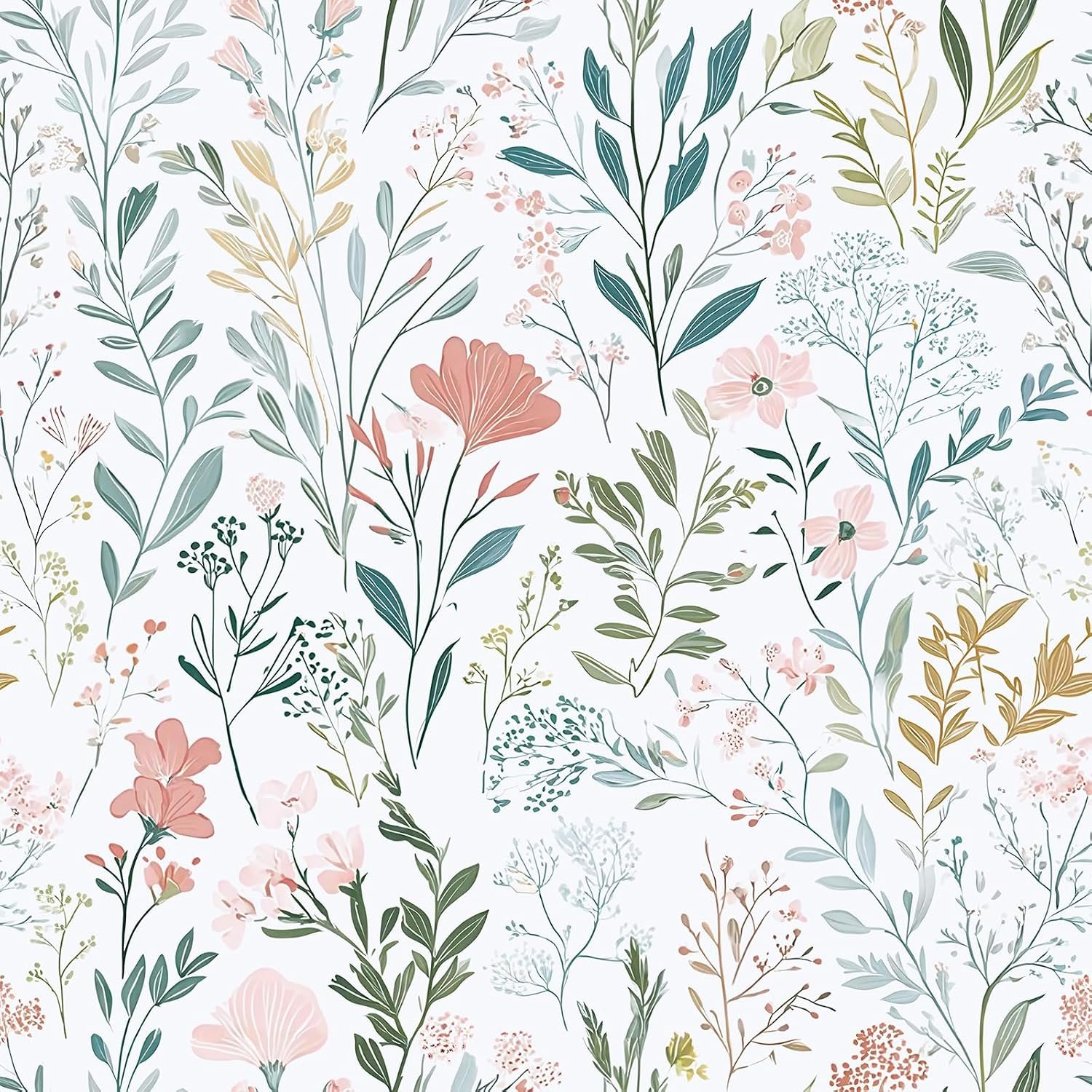 Froluya Floral Peel and Stick Wallpaper Modern Wildflower 16.9″ x 118.1″ | Boho Floral Contact Paper Peel and Stick Flower Self Adhesive Removable Wall Paper for Bathroom Cabinets Decorative Vinyl