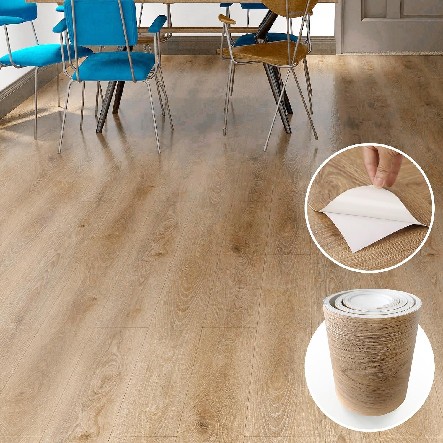 Lareko Peel and Stick Floor Tile, Waterproof Vinyl Plank Flooring | 36-Pack 54 Sq.Ft, Self-Adhesive Laminate Vinyl Tiles,Realistic Wood Grain for DIY Bathroom, Laundry Room & Rental Upgrades