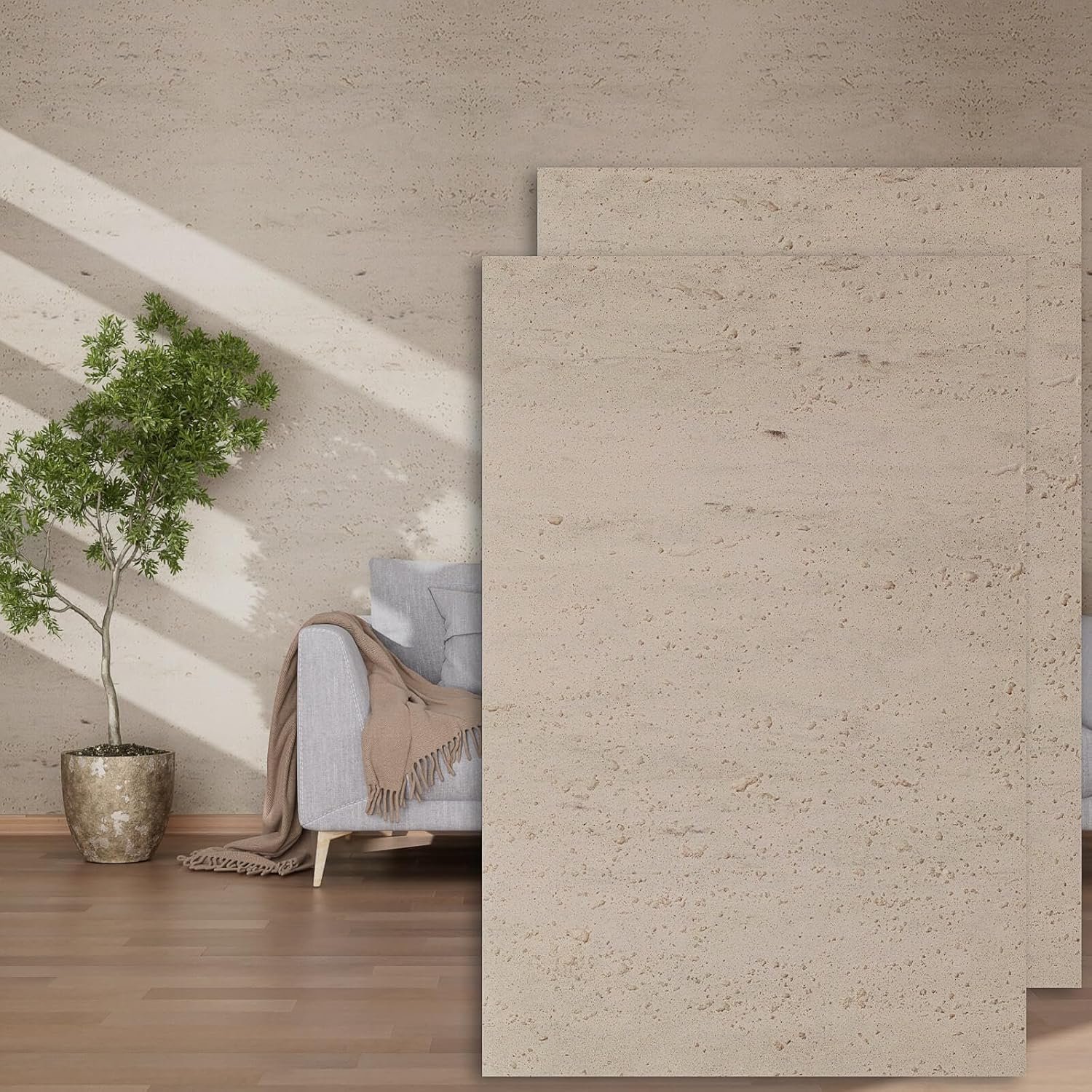 3D Wall Panels – 4PCS 47.2″x23.6″ Faux Stone Wall Covering – MCM Modified Clay Material for Home Art, Accent Brick, Modern Exterior/Interior Decoration, Covering 31 sq.ft TV