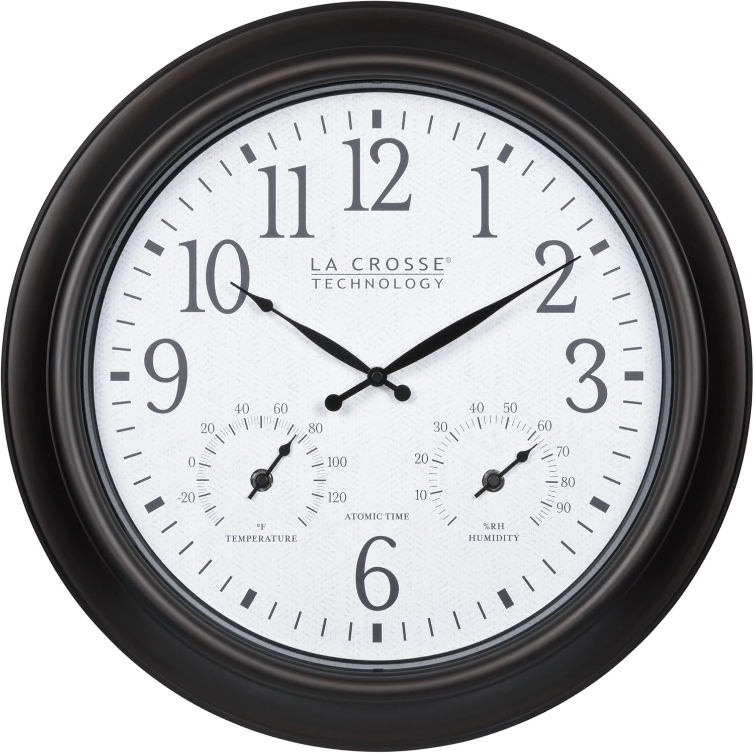 La Crosse Technology 404-89027-INT 18-inch Indoor/Outdoor Brown Atomic Analog Wall Clock