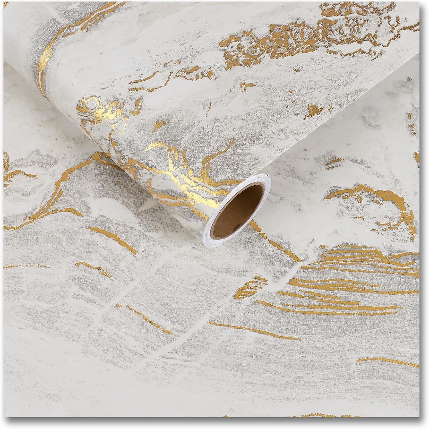CRE8TIVE Matte Beige Gold Marble Contact Paper Peel and Stick Marble Wallpaper 12″x80″ Self Adhesive Countertop Contact Paper Waterproof Removable Vinyl Wrap for Kitchen Bathroom Cabinets Shelf Liners
