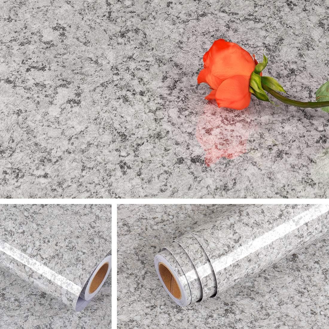 Livelynine Granite Countertop Contact Paper Waterproof Self Adhesive Marble Wallpaper Peel and Stick Countertops for Kitchen Counter Tops Table Bathroom Desk Cover Removable Wall Paper 15.8×78.8 Inch