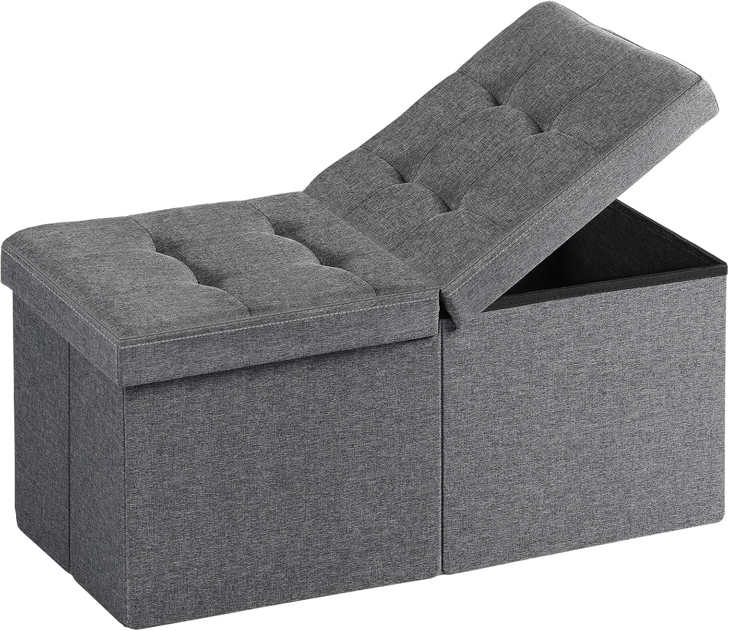 30-INCH Ottoman with Storage, Footrest Storage Bench, End of Bed Bench Coffee Table for Living Room, Bedroom, Entryway (Gray)