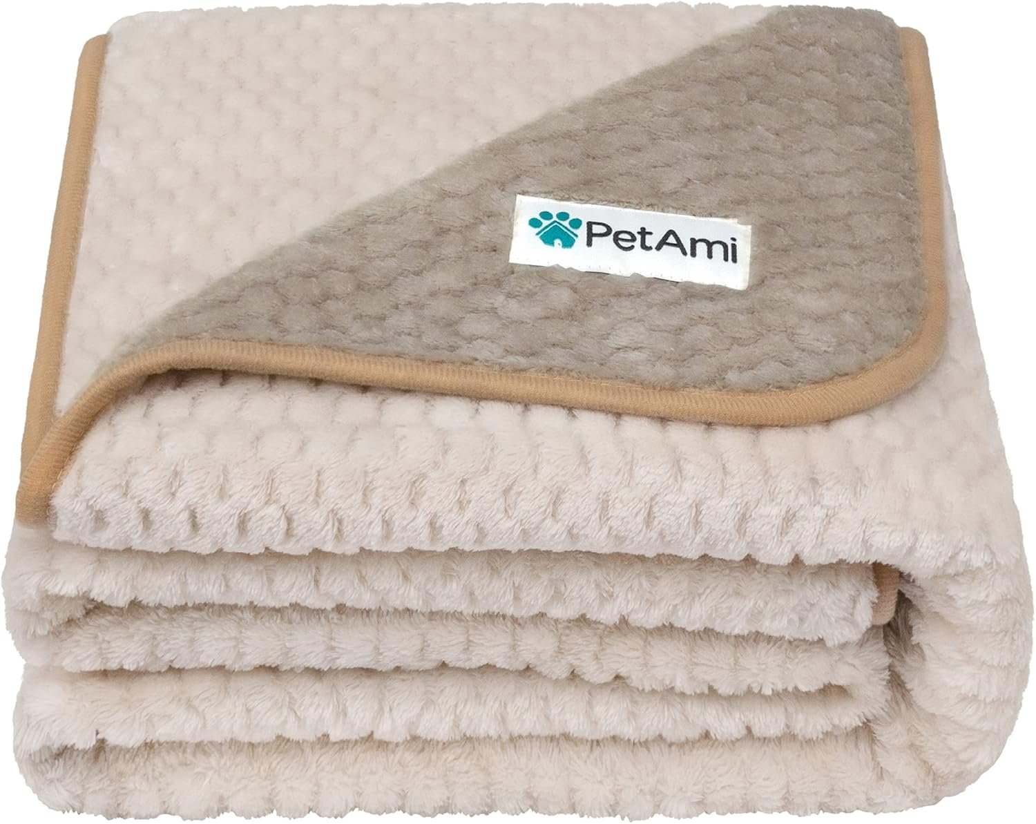 PetAmi Waterproof Dog Blanket, Leakproof Pet Throw, Twin 60×80 Taupe Beige | XL for Large Dogs, Furniture Sofa Couch Cover Protector, Fleece Cat Blanket Bed Crate Kennel, Reversible Washable Soft Plush