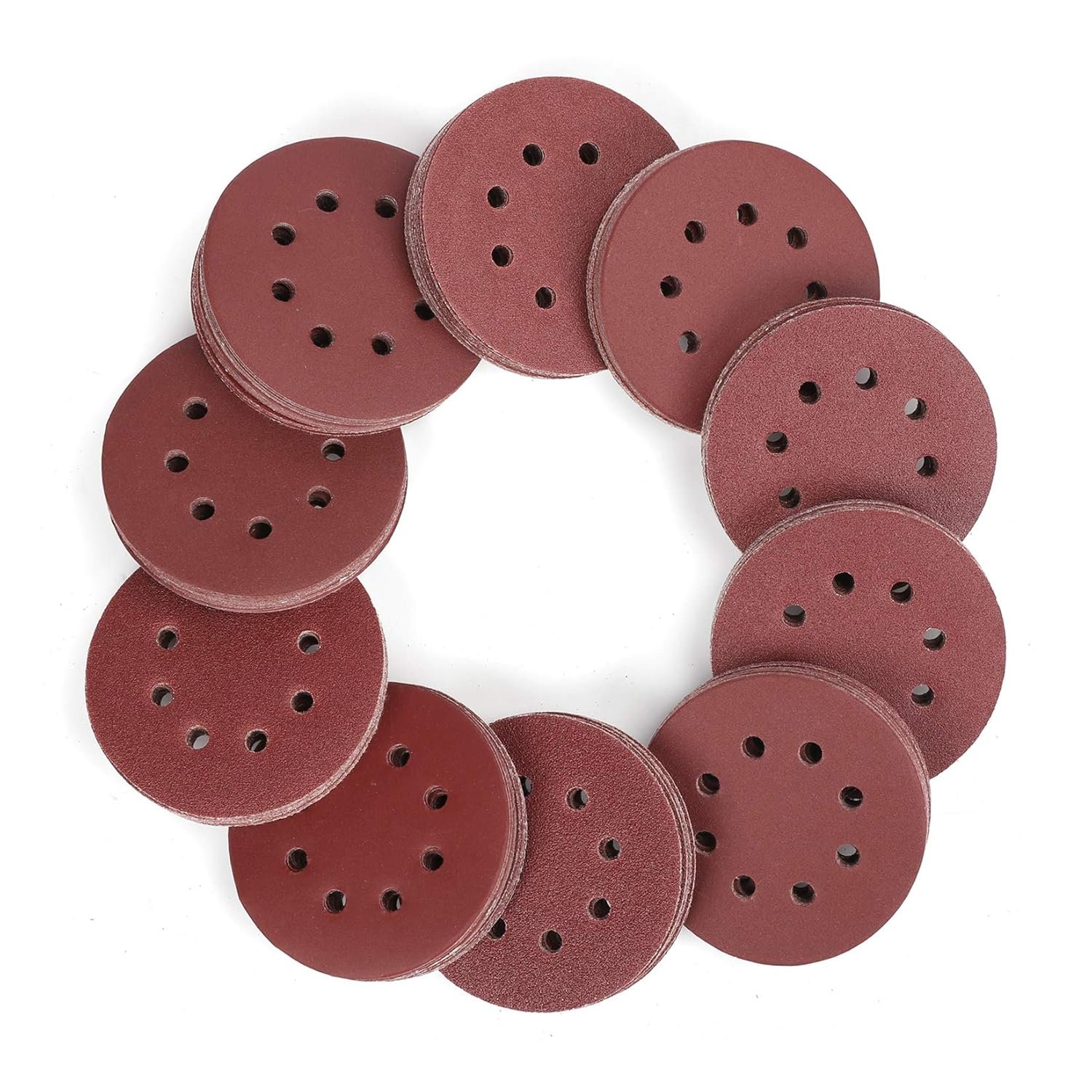WORKPRO 150 Pack 5 Inch Sanding Discs Sandpaper, 8-Hole Hook and Loop | 10 Grits (60/80/100/120/150/180/240/320/400/600) for Random Orbital Sanders, Ideal for Wood, Metal, and Paint Removal