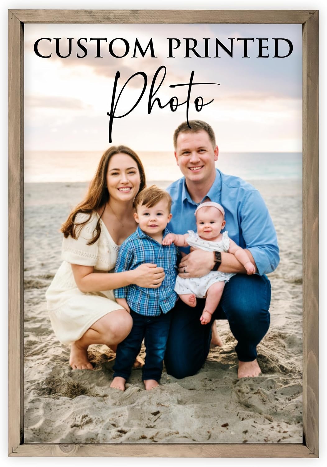 Custom Photo Print on Canvas Board – Personalized Framed Portrait | your image UV-printed, 4 sizes 12×18 to 24×36, black or gray frame, wall art keepsake, memorial anniversary wedding gift