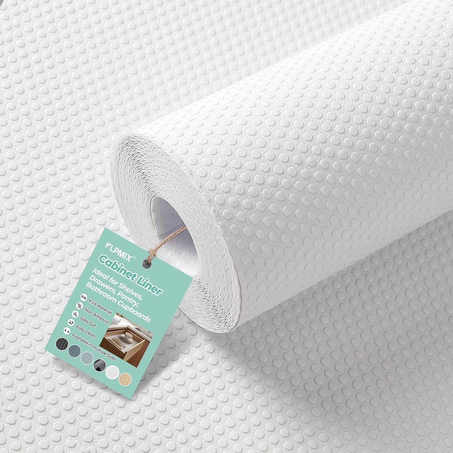 FLPMIX Cabinet Shelf Liner White: Waterproof EVA Drawer Paper | Non-Adhesive Washable Easy Cut Bathroom Cabinet Liner for Shelves – Cupboard Mat for Kitchens Pantry Shelving 17.7″W x 96″L