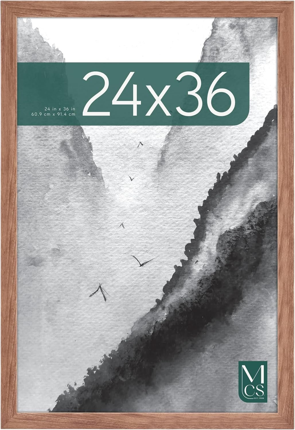 MCS Museum Poster Frame 24×36 Medium Oak, Vertical & Horizontal Wall Hanging Large Picture Frame for Photos, Posters & Art Prints (1-Pack)