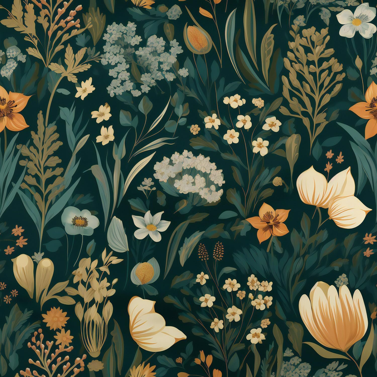 Vintage Floral Peel and Stick Wallpaper Boho Floral Contact Paper | 17.3in x118.1in Flower Wallpaper Peel and Stick Flower Self Adhesive Wall paper for Bedroom Removable Decorative