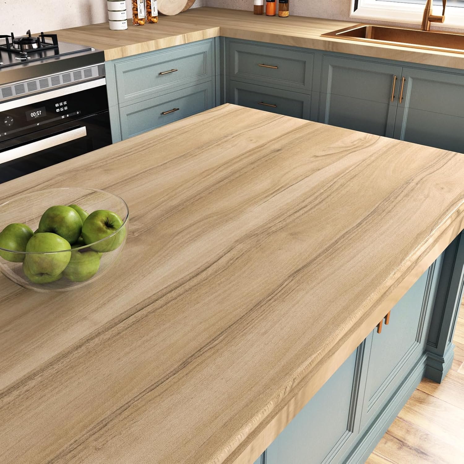 Wallercity Light Brown Wooden Wallpaper Peel and Stick Oak Wood Contact Paper for Countertops Removable Peel and Stick Wallpaper Waterproof Vinyl Wood Grain Contact Paper for Cabinet Desk 15.8×78.7 IN