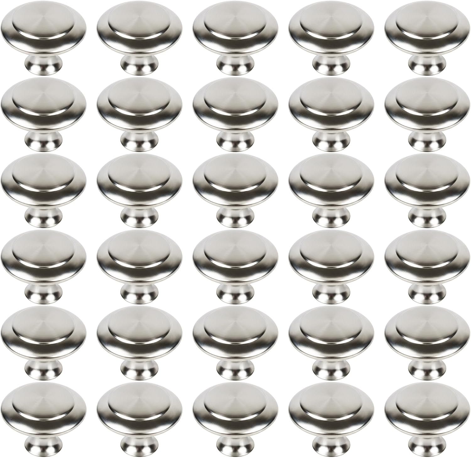 30 Packs Kitchen Cabinet Knobs Brushed Silver-Pull Hardware Handle,Drawer Knobs for Cupboard Door Drawer with Long Short Screws