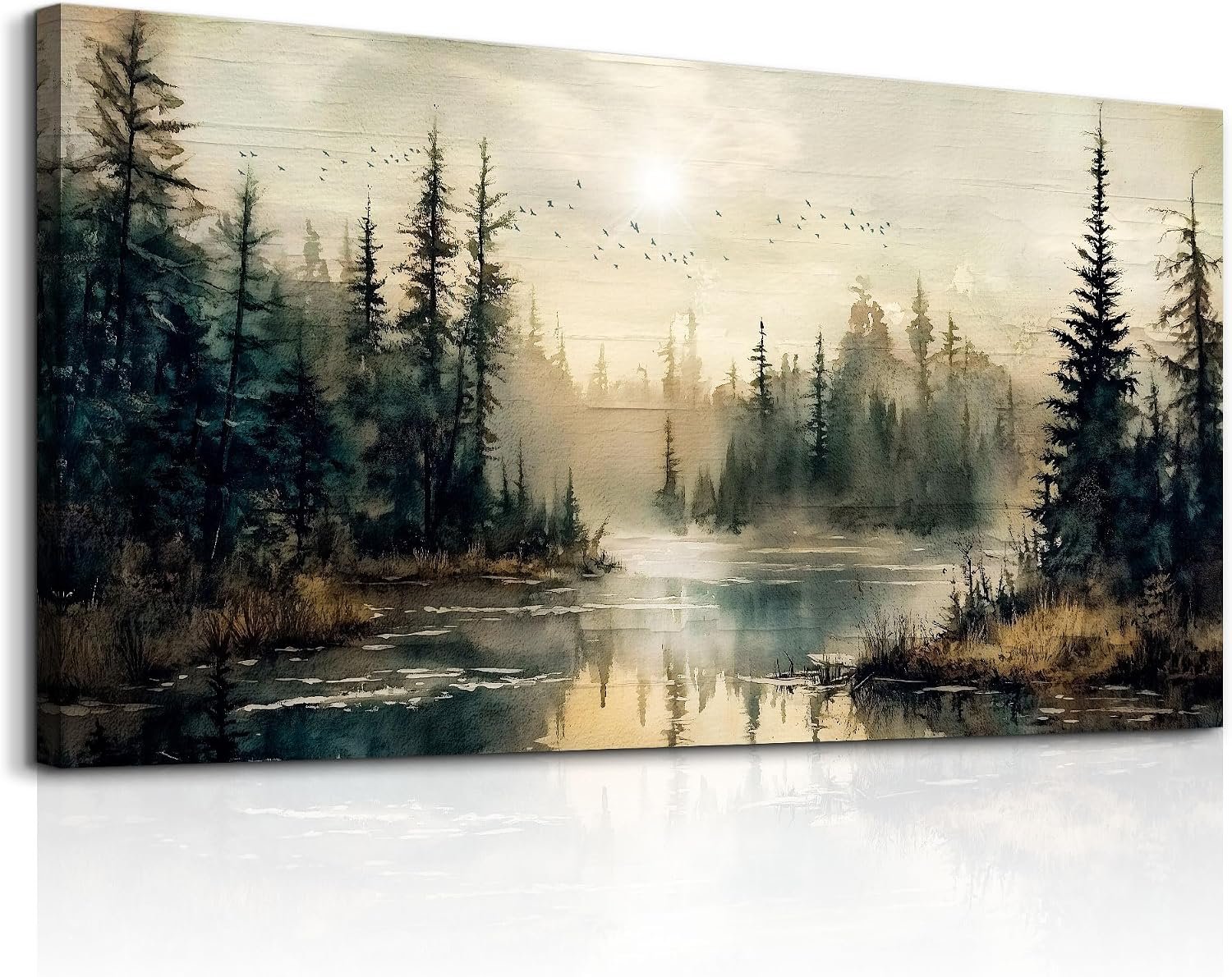 FUHAIHUA Canvas Wall Art For Living Room Large Wall Decor For Bedroom Modern Office Wall Decorations Forest River Landscape Paintings Farmhouse Pictures Artwork Room Aesthetic Home Decor 20×40 In