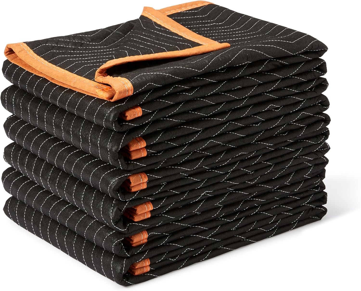 Amazon Basics Reinforced Tear-Resistant Moving Blankets, 72″ x 80″, Black, 6-Pack