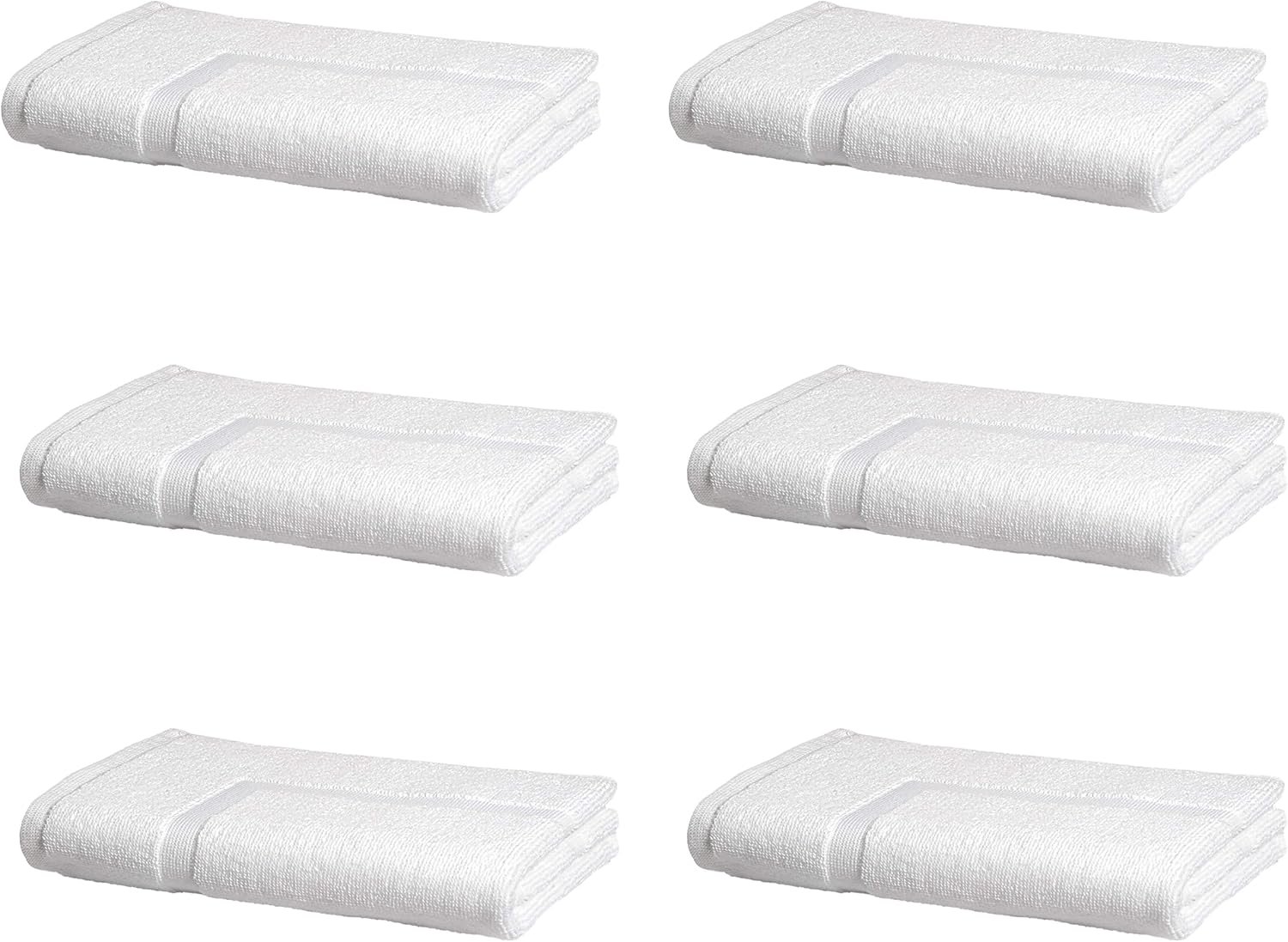 Amazon Basics Premium 100% Cotton Absorbent Soft Bath Mat, Machine Washable, 684 GSM, 20″ x 30″, White, Hotel Spa Bathmats, 6-Pack (Previously AmazonCommercial)