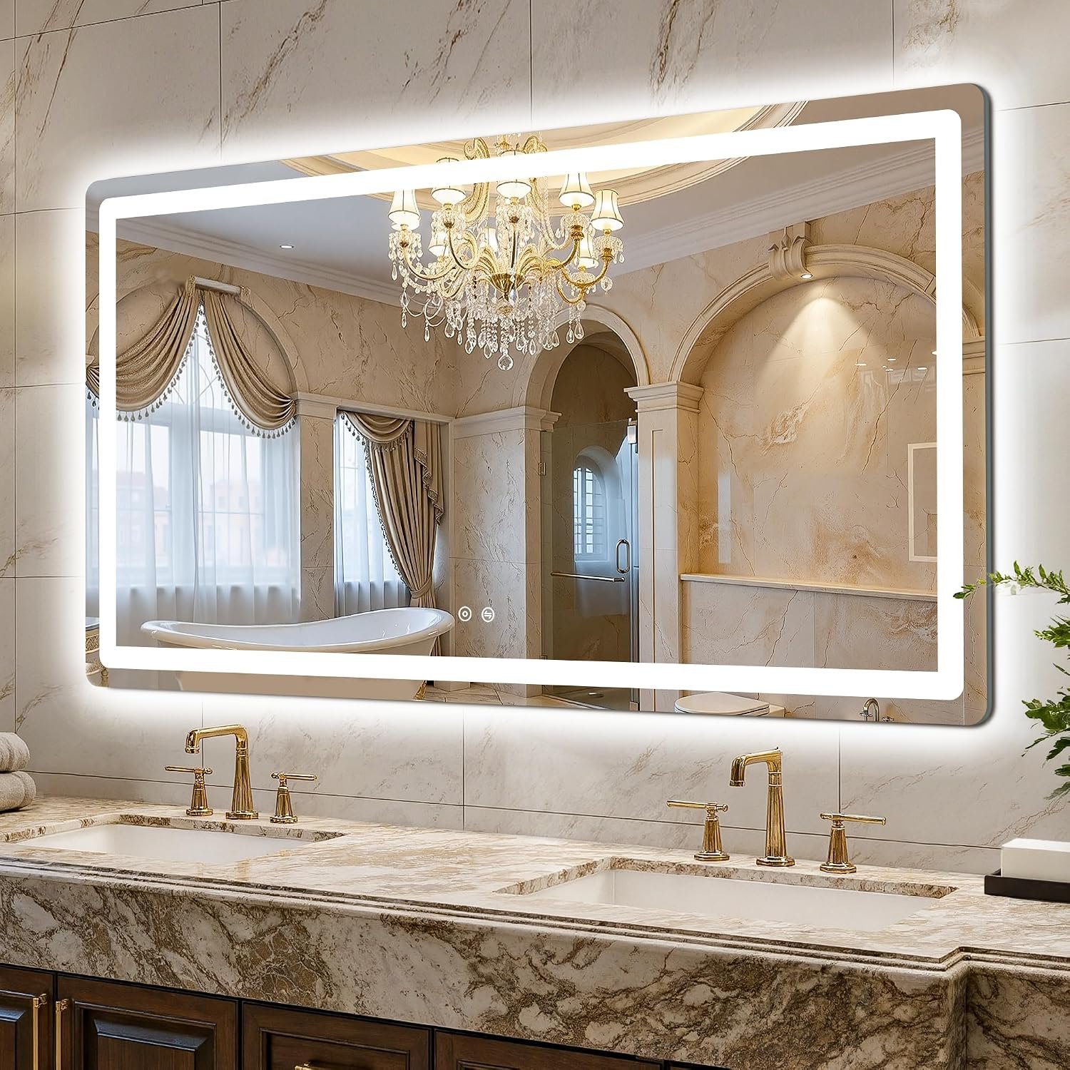 LED Bathroom Mirror, 55″x30″ Bathroom Vanity Mirror with Lights | Smart Anti-Fog, Dimmable, 3 Color Modes, Backlit+Front Lit, Memory Function, HD Tempered Glass,Horizontal/Vertical,ETL Listed