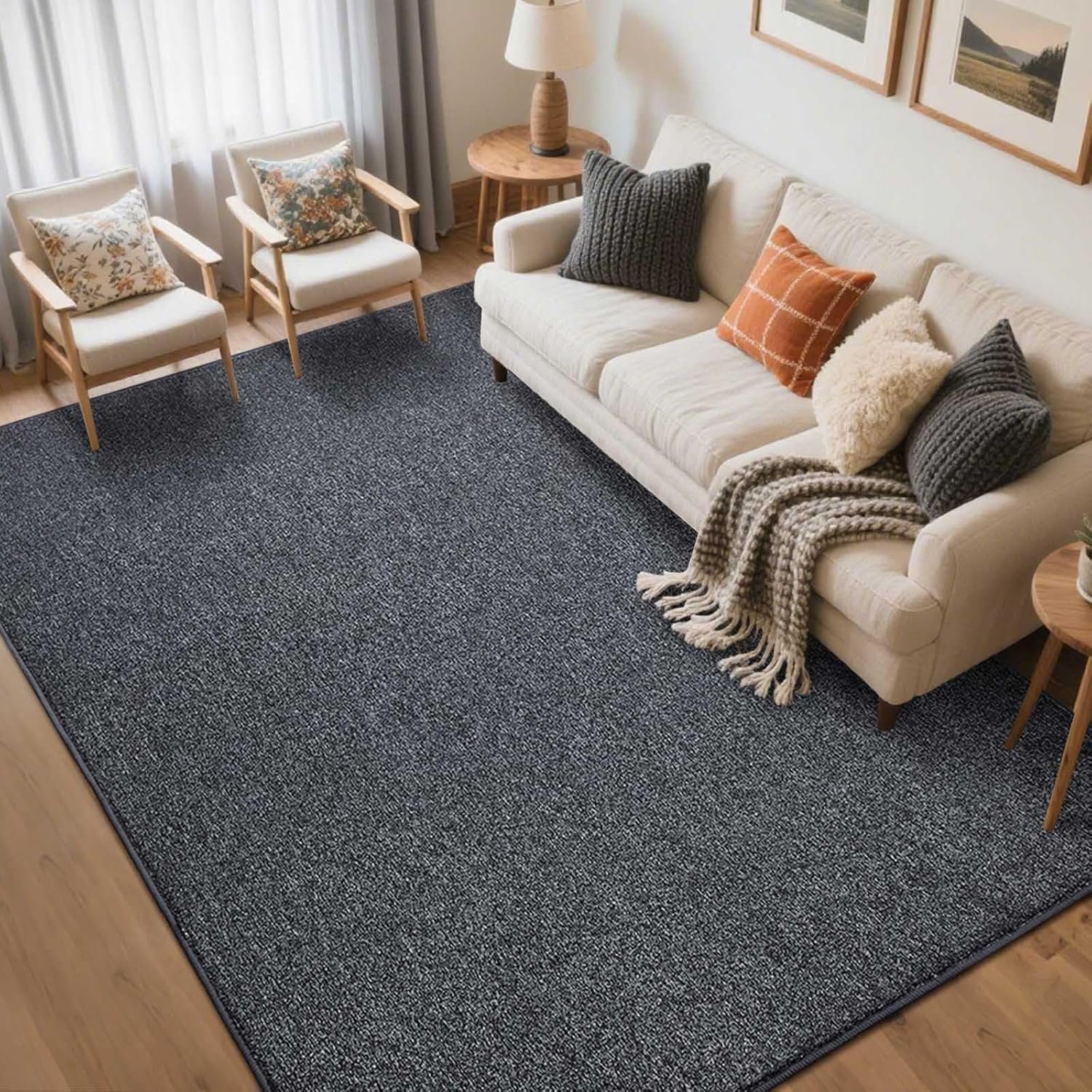 5×7 Grey Area Rug Non-Slip Washable Soft Thin for Living Room Bedroom | Soft丨Stays Put丨Low Pile Thin丨Lays Flat丨Kid & Pet Friendly丨Dorm丨Dining Room丨Nursery丨Indoor丨Laundry丨Kids Room丨Carpet丨Home Decor