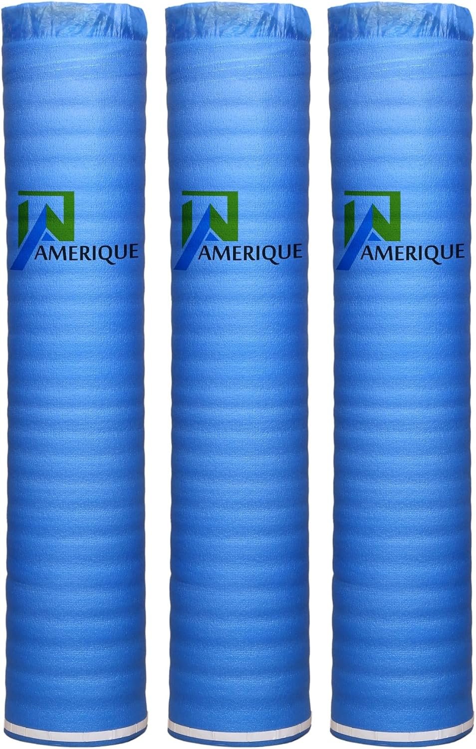 600SQFT AMERIQUE 1.5MM Premium Flooring Padding 3-in-1 Heavy Duty Foam Blue, 200SF/Roll, Pack of 3 Underlayment, with Tape & Vapor Barrier