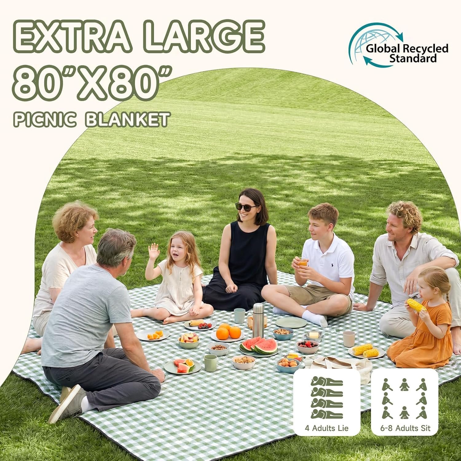 Genovega Waterproof Picnic Blanket Beach Outdoor Camping Mat Rug Extra Large Foldable Cute Big Travel Essential Accessories Gift Park Patio Lawn Garden Grass Play Music Festival Concert Must Have