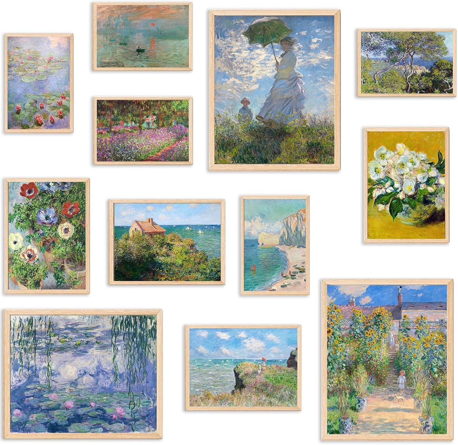 KBKBART Claude Monet Eclectic Wall Art, Monet Prints for Wall Decor, Eclectic Home Decor Canvas Impressionist Painting, Monet Water Lilies Exhibition Poster for Room Aesthetic, Classic Monet Gallery Art Prints Maximalist Decor – UNFRAMED