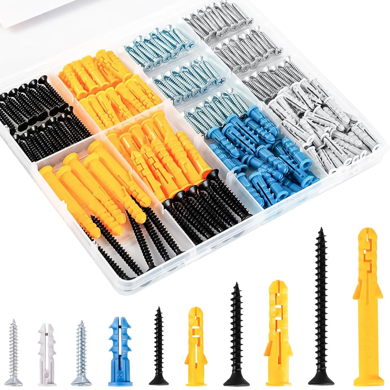 270Pcs Wall Anchors Kit for Home Improvement and Decor, Replace Picture Hanging Nails with Drywall Anchors for Frame Canvas, Picture Hangers and Screws Assortment Kit, Concrete & Dry wall