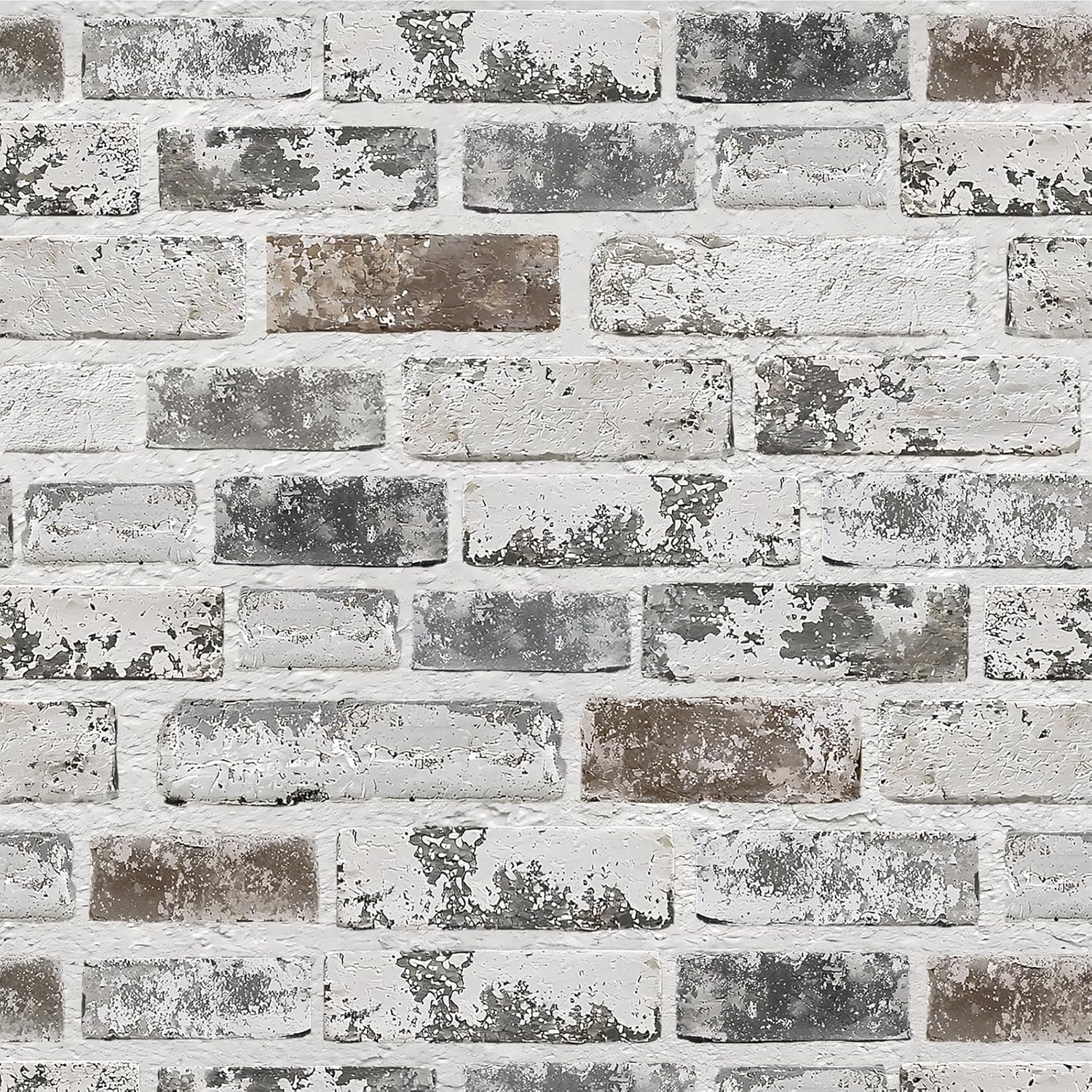 PeonyQueen Brick Peel and Stick Wallpaper 17.3″x78.8″ 3D Brick Wallpaper | Self Adhesive Removable Wallpaper Grey and White Textured Vintage Contact Paper for Fireplace Kitchen Home Decoration Vinyl